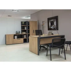 Bureau manager ARCADE - 165 cm - chêne/anthracite