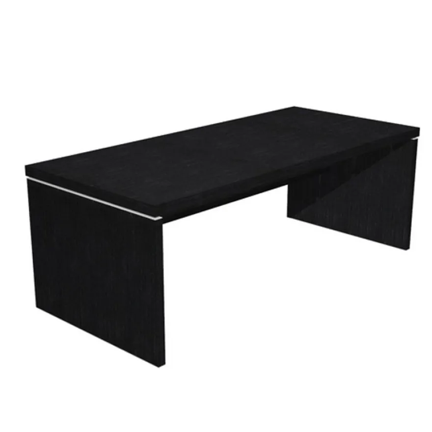 Bureau Manager FLORA - L210 x P90 cm - pieds panneaux - plateau imitation frêne noir