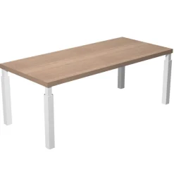 Bureau Manager FLORA - L210 x P90 cm - pieds en métal blanc - plateau imitation merisier arabis