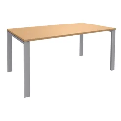 Bureau simple IRIS - L140 cm - Pieds aluminium - plateau imitation Hêtre