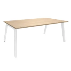 Bureau STEELY Manager - L180 cm - pied blanc - plateau imitation Chêne clair