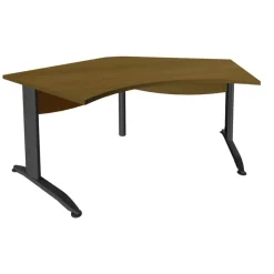Bureau symétrique 120° IDRA - L185 cm - pieds anthracite - plateau imitation noyer
