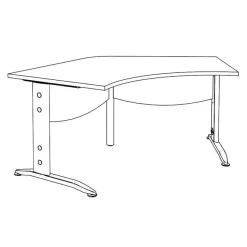 Bureau symétrique 120° IDRA - L185 cm - Pieds anthracite - plateau imitation Chêne clair