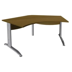 Bureau symétrique 120° IDRA - L185 cm - pieds alu - plateau imitation noyer
