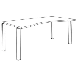Bureau vague symétrique EXPRIM - L180 cm - Plateau imitation Chêne gris - Pieds carbone