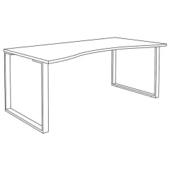 Bureau vague symétrique LOFTER - L180 cm - Plateau imitation chêne gris - pied Carbone