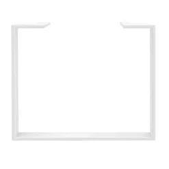 Bureau vague symétrique LOFTER - L180 cm - Plateau imitation chêne gris - pied Blanc