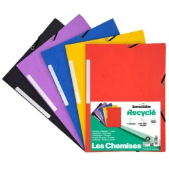 Bureau Vallée Recyclé - 5 Chemises à rabats recyclées - A4 - couleurs assorties