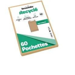 Bureau Vallée Recyclé - 60 Enveloppes - C5 162x229 - 90 g/m² - brun - bande adhésive