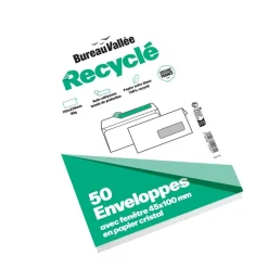 Bureau Vallée Recyclé - 50 Enveloppes - C5 162x229 - 80 g/m² - blanc - fenêtre 45x100 - bande adhésive