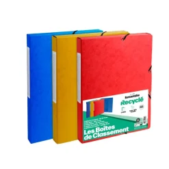 Bureau Vallée Recyclé - Lot de 3 boîtes de classement en carte recyclée - dos 25 mm - coloris assortis