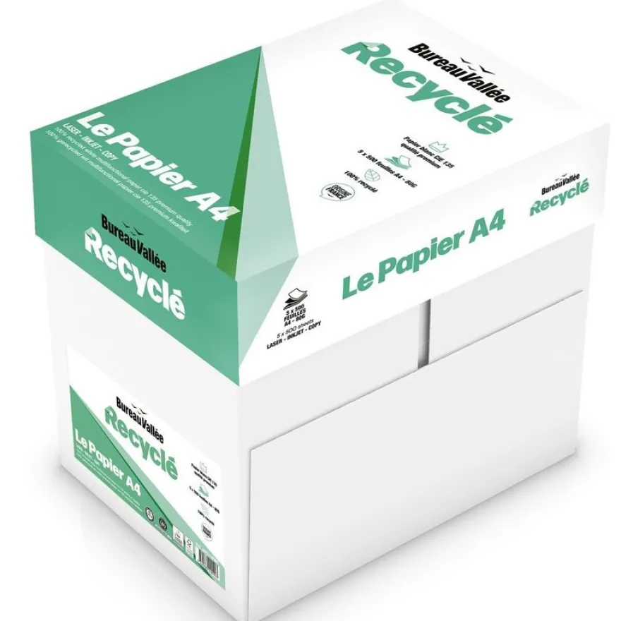 Bureau Vallée Recyclé - Papier blanc - A4 (210 x 297 mm) - 80 g/m² - 2500 feuilles (carton de 5 ramettes)
