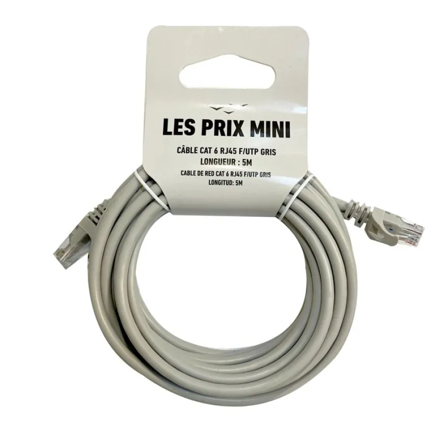 Cable RJ45 - F/UTP Cat 6 - 5m - gris - LES PRIX MINI