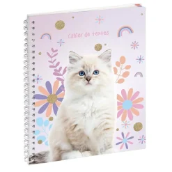 Cahier de textes à spirale Lovely - 17 x 22 cm - chat blanc - Exacompta