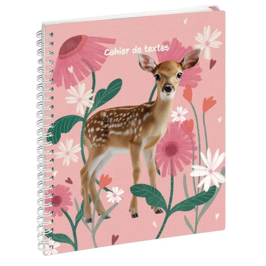 Cahier de textes à spirale Lovely - 17 x 22 cm - faon - Exacompta
