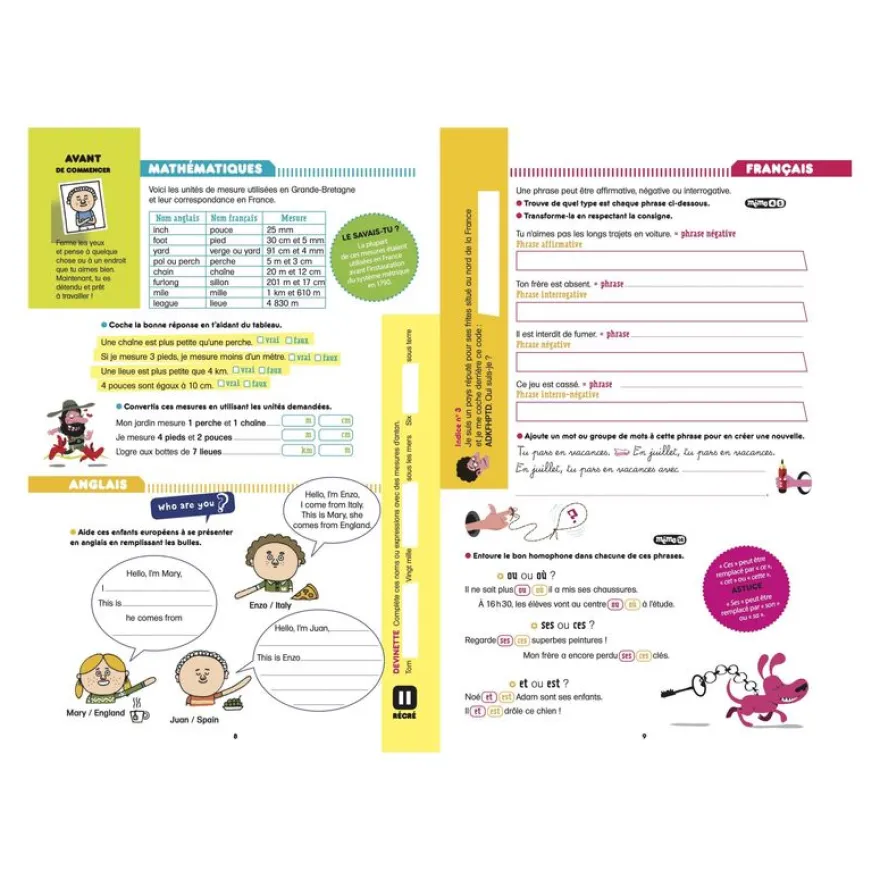 Cahier de vacances 2026 - Les incollables - CM1 au CM2 - 9/10 ans
