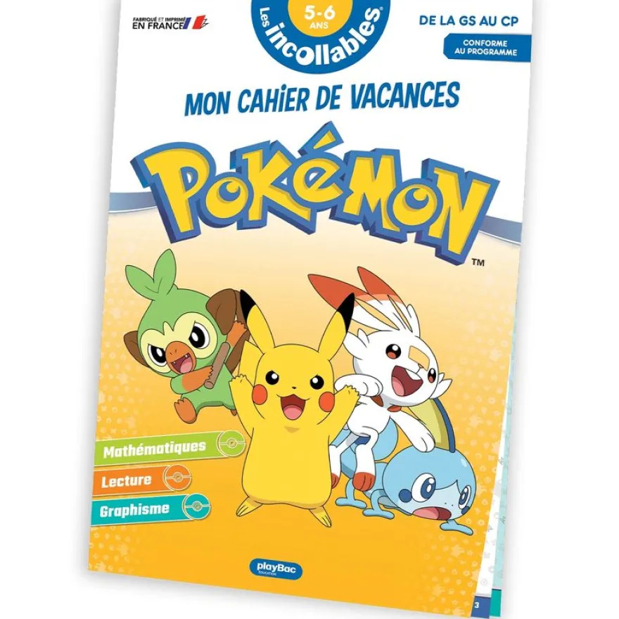 Cahier de vacances 2026 Pokémon - Les incollables -Grande Section au CP - 5/6 ans