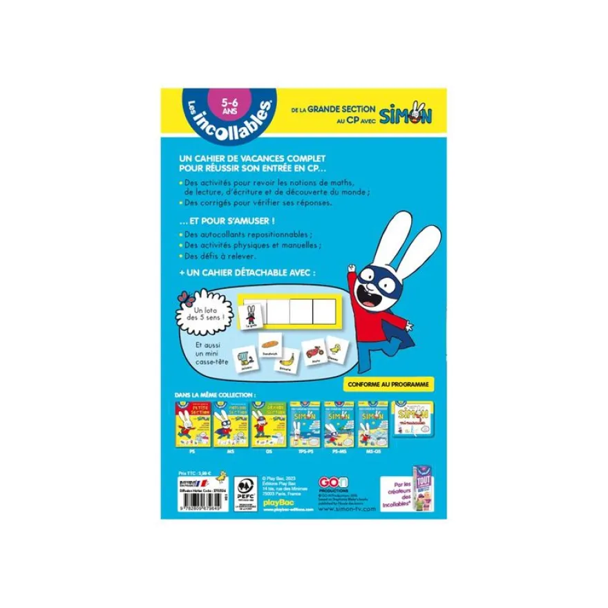 Cahier de vacances 2026 Simon - Les incollables - Grande Section au CP - 5/6 ans