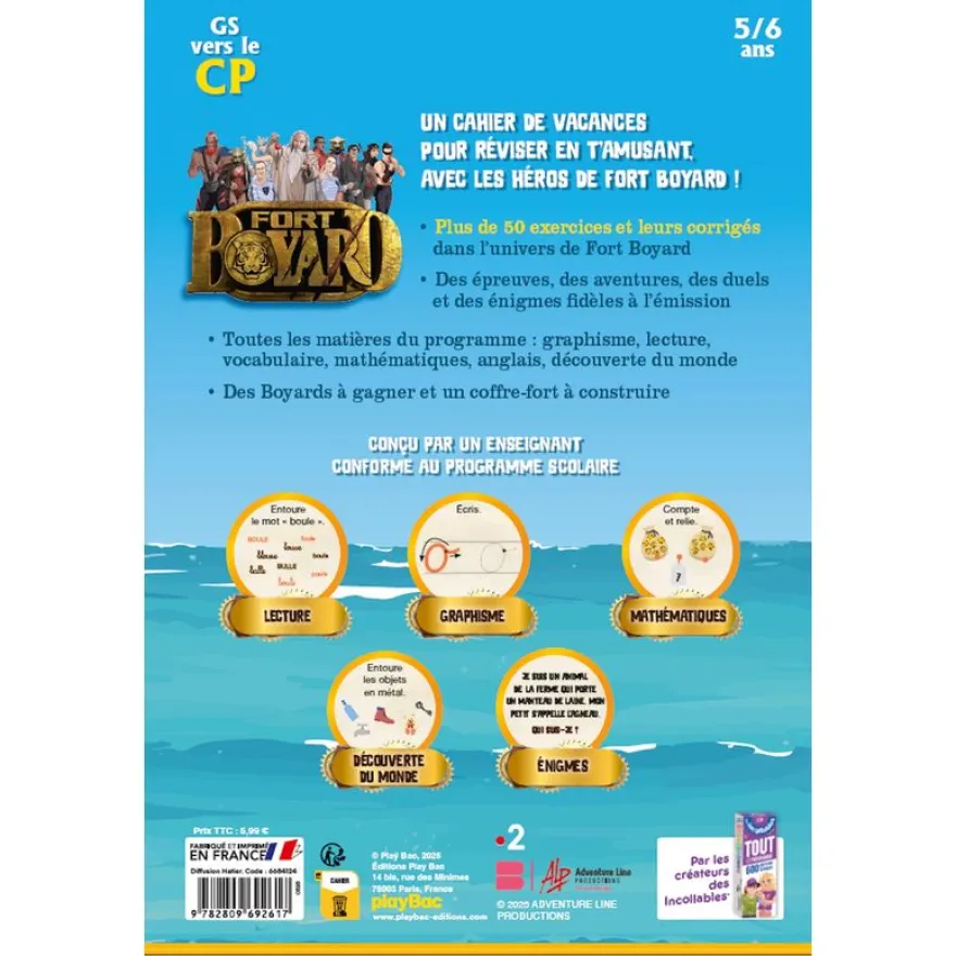 Cahier de vacances Fort Boyard - Les incollables - Grande Section au CP - 5/6 ans