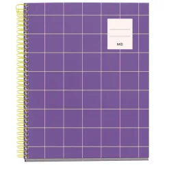 Cahier Miquelrius A5 violet - 100 feuilles 70 g/m² - quadrillé 5×5 - spirale - microperforé 2 trous - pour les notes au quotidien