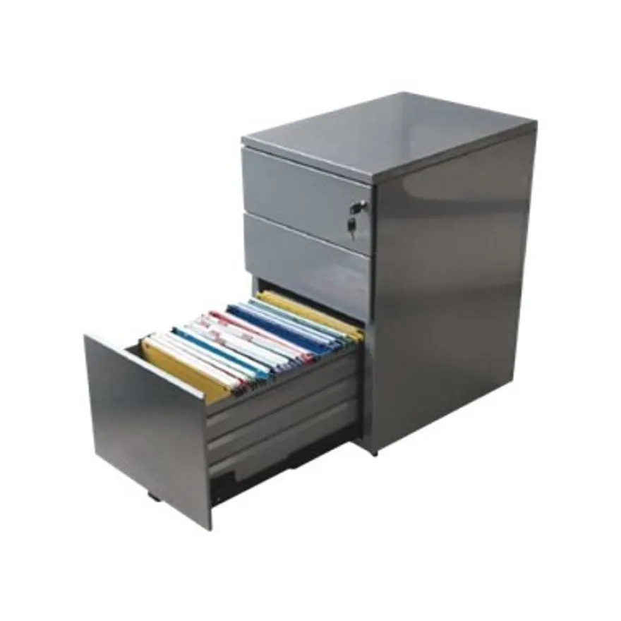 Caisson bout de bureau - 3 tiroirs - 69 x 41,6 x 74,6 cm - anthracite