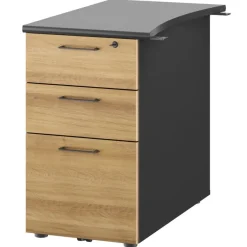 Caisson bout de bureau JAZZ+ - Profondeur 61 cm - 3 tiroirs - chêne du bocage