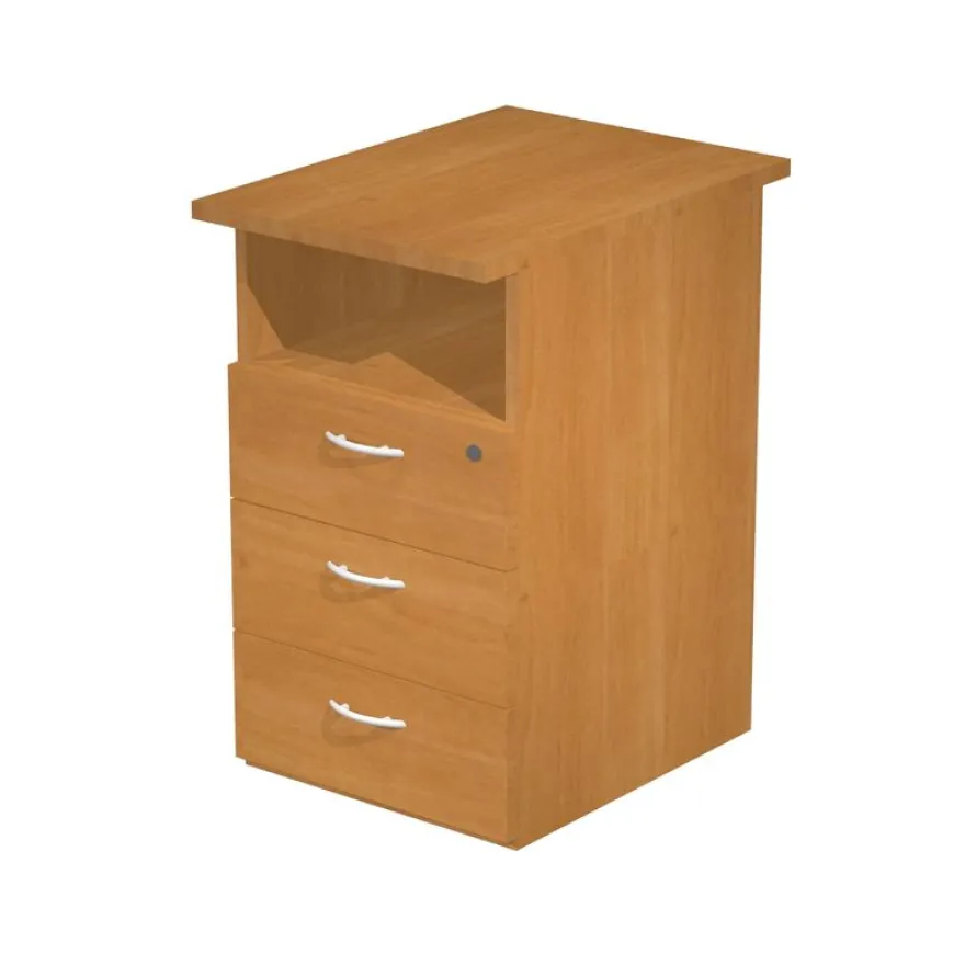 Caisson hauteur bureau Trend - L43xP60xH72 cm - 3 tiroirs + 1 niche - imitation noyer clair