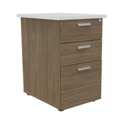 Caisson HT bureau - steely/stelly manager - Profondeur 60 cm - noyer - top blanc perle