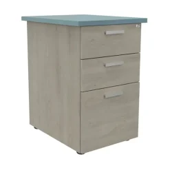 Caisson HT bureau - steely/stelly manager - Profondeur 60 cm - chene gris - top bleu argile
