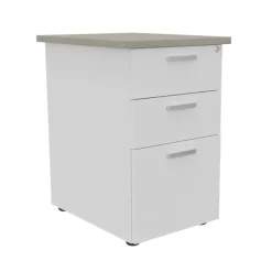 Caisson HT bureau - steely/stelly manager - Profondeur 60 cm - blanc perle - top chene gris