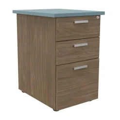 Caisson HT bureau - steely/stelly manager - Profondeur 60 cm - noyer - top bleu argile
