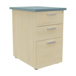 Caisson HT bureau - steely/stelly manager - Profondeur 60 cm - erable - top bleu argile