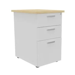 Caisson HT bureau - steely/stelly manager - Profondeur 60 cm - blanc perle - top hetre