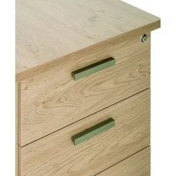Caisson HT bureau - steely/stelly manager - Profondeur 60 cm - blanc perle - top hetre