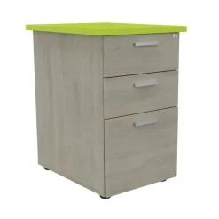 Caisson HT bureau - steely/stelly manager - Profondeur 60 cm - chene gris - top vert
