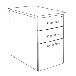 Caisson HT bureau - steely/stelly manager - Profondeur 60 cm - blanc perle - top noyer