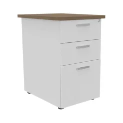 Caisson HT bureau - steely/stelly manager - Profondeur 60 cm - blanc perle - top noyer