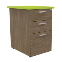 Caisson HT bureau - steely/stelly manager - Profondeur 60 cm - noyer - top vert