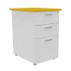 Caisson HT bureau - steely/stelly manager - Profondeur 60 cm - blanc perle - top jaune curry