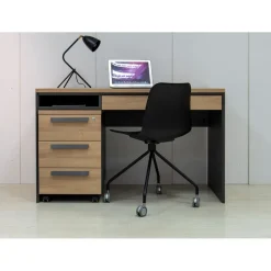 Caisson mobile ARCADE - Profondeur 60 cm - 3 tiroirs - chêne/anthracite