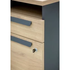 Caisson mobile ARCADE - Profondeur 60 cm - 2 tiroirs/1 niche - chêne/anthracite