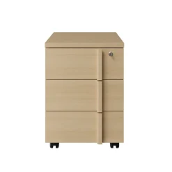Caisson mobile ITALIC - 3 tiroirs - Corps blanc - Dessus et tiroirs imitation Chêne