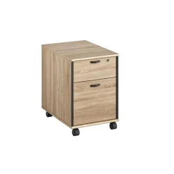 Caisson mobile MAMBO - Profondeur 60 cm - 2 tiroirs - Chêne Sonoma/noir