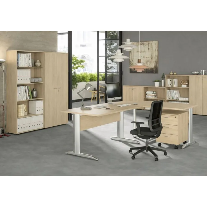 Caisson mobile Trend - L43xP52xH59,5 cm - 3 tiroirs avec serrure - imitation chêne