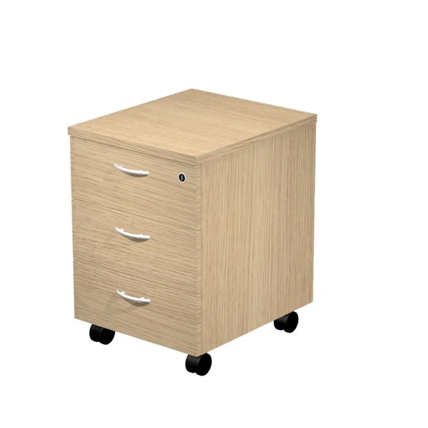 Caisson mobile Trend - L43xP52xH59,5 cm - 3 tiroirs avec serrure - imitation chêne