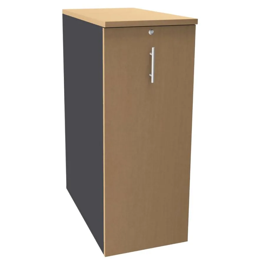 Caisson TOWER - L44 x H114 x P80 cm - 3 tablettes + 1 support DS réglable - structure anthracite - dessus et façade imitation hêtre