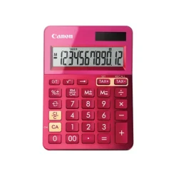 Calculatrice de bureau Canon LS- 123K - 12 chiffres - alimentation batterie et solaire - rose