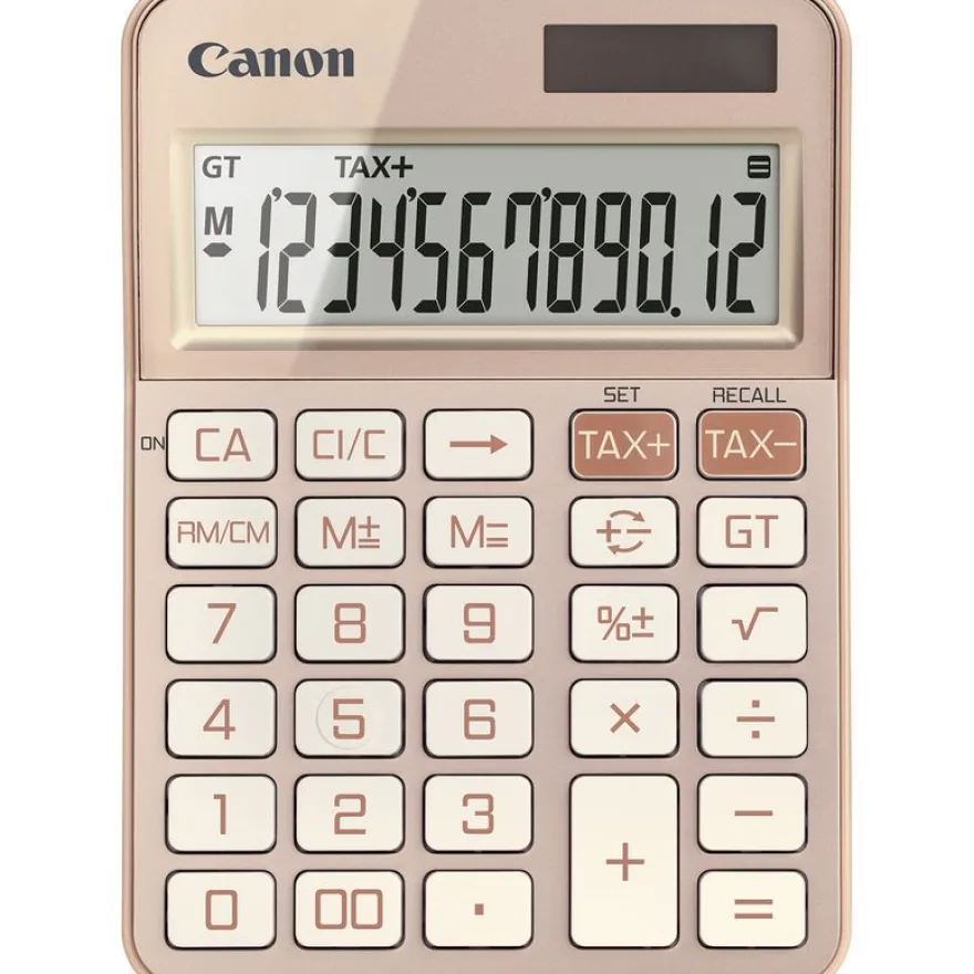 Calculatrice de bureau Canon KS-125KB - 12 chiffres - alimentation batterie et solaire - or rose
