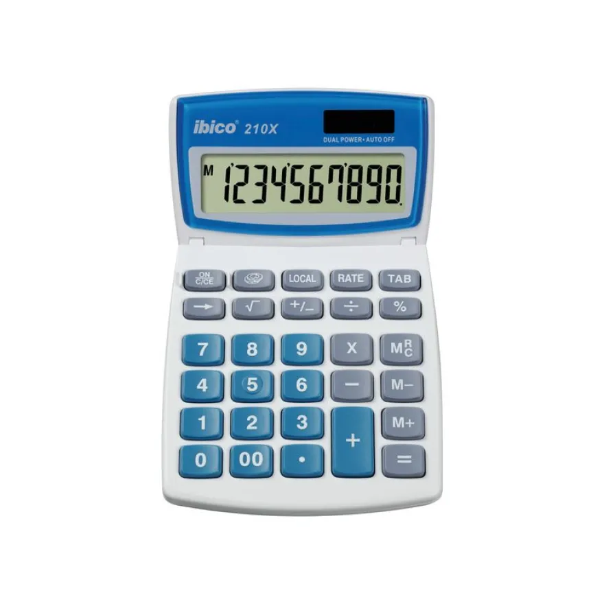 Calculatrice de bureau Ibico 210X - 10 chiffres - alimentation batterie et solaire