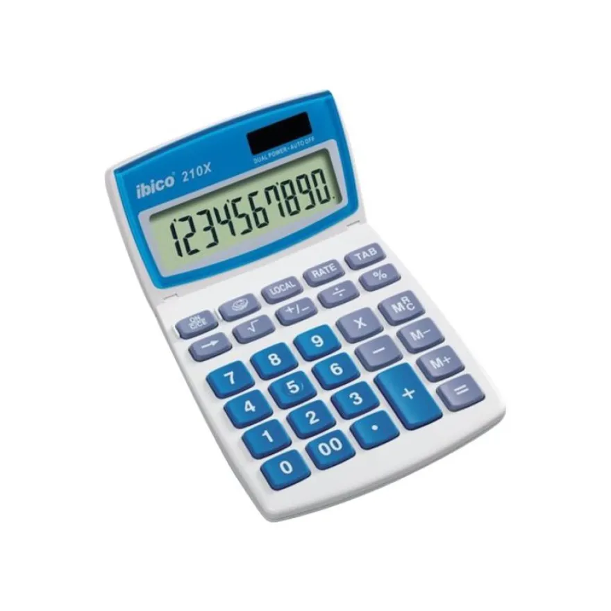 Calculatrice de bureau Ibico 210X - 10 chiffres - alimentation batterie et solaire
